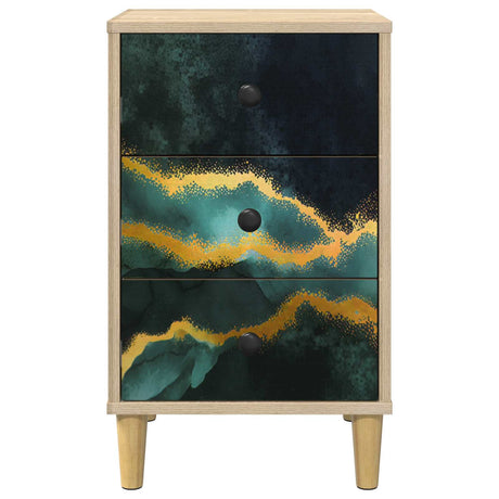 Wooden Bedside Cabinet 36cm Wide With 3 Drawers - Wijhe