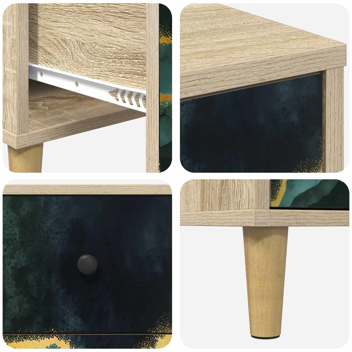 Wooden Bedside Cabinet 36cm Wide With 3 Drawers - Wijhe
