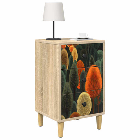 Wooden Bedside Cabinet 36cm Wide With 3 Drawers - Zaandam