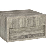 Wooden Bedside Cabinet 37cm Wide Wall Hung With 1 Drawer in Set Of 2 - Velmora