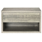 Wooden Bedside Cabinet 37cm Wide Wall Hung With 1 Drawer in Set Of 2 - Velmora