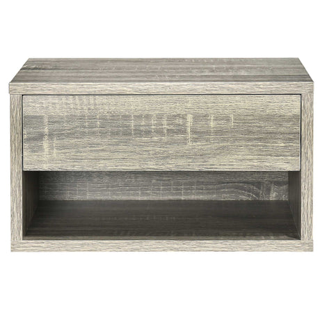 Wooden Bedside Cabinet 37cm Wide Wall Hung With 1 Drawer in Set Of 2 - Velmora