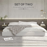 Wooden Bedside Cabinet 37cm Wide Wall Hung With 1 Drawer in Set Of 2 - Velmora