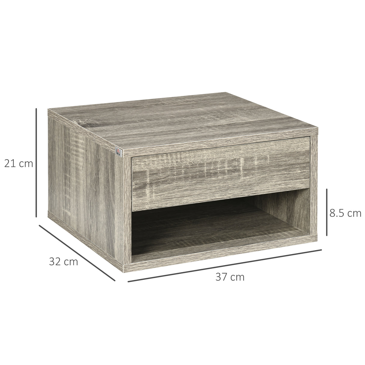 Wooden Bedside Cabinet 37cm Wide Wall Hung With 1 Drawer in Set Of 2 - Velmora
