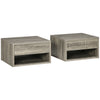 Wooden Bedside Cabinet 37cm Wide Wall Hung With 1 Drawer in Set Of 2 - Velmora