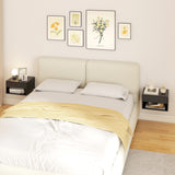Wooden Bedside Cabinet 37cm Wide Wall Hung With 1 Drawer in Set Of 2 - Velmora
