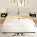 Wooden Bedside Cabinet 37cm Wide Wall Hung With 1 Drawer in Set Of 2 - Velmora