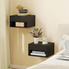 Wooden Bedside Cabinet 37cm Wide Wall Hung With 1 Drawer in Set Of 2 - Velmora