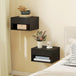 Wooden Bedside Cabinet 37cm Wide Wall Hung With 1 Drawer in Set Of 2 - Velmora