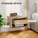 Wooden Bedside Cabinet 37cm Wide Wall Hung With 1 Drawer in Set Of 2 - Velmora
