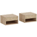 Wooden Bedside Cabinet 37cm Wide Wall Hung With 1 Drawer in Set Of 2 - Velmora