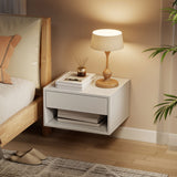 Wooden Bedside Cabinet 37cm Wide Wall Hung With 1 Drawer in Set Of 2 - Velmora