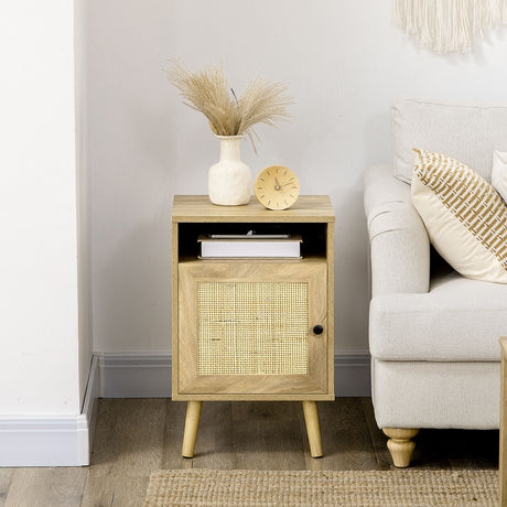 Wooden Bedside Cabinet 39cm Wide With 1 Door - Velmora