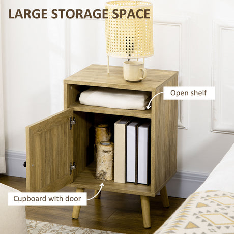 Wooden Bedside Cabinet 39cm Wide With 1 Door - Velmora