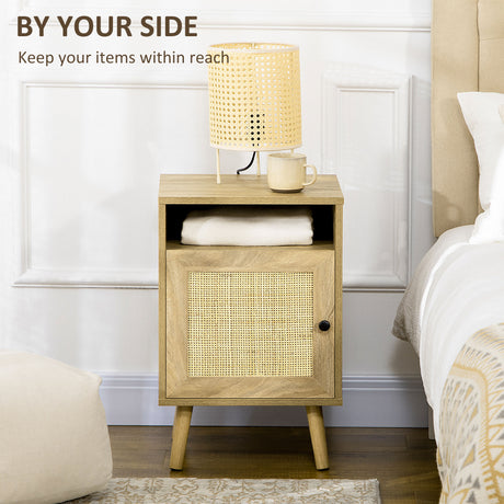 Wooden Bedside Cabinet 39cm Wide With 1 Door - Velmora