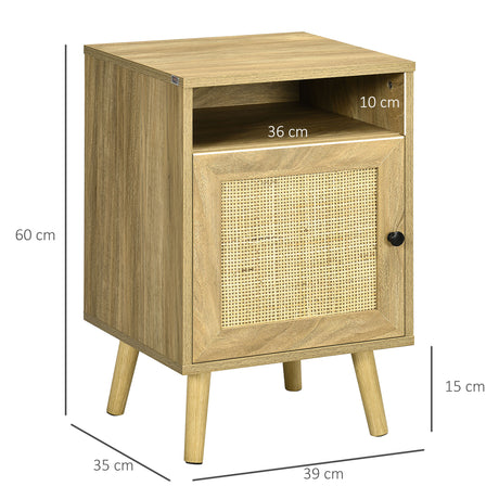 Wooden Bedside Cabinet 39cm Wide With 1 Door - Velmora