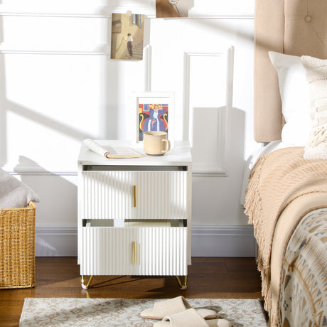 Wooden Bedside Cabinet 40cm Wide in Set Of 2 - Velmora
