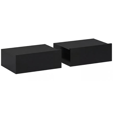Wooden Bedside Cabinet 40cm Wide Wall Hung in Set Of 2 - Velmora