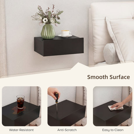 Wooden Bedside Cabinet 40cm Wide Wall Hung in Set Of 2 - Velmora