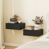Wooden Bedside Cabinet 40cm Wide Wall Hung in Set Of 2 - Velmora