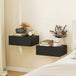 Wooden Bedside Cabinet 40cm Wide Wall Hung in Set Of 2 - Velmora