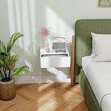 Wooden Bedside Cabinet 40cm Wide Wall Hung - Velmora