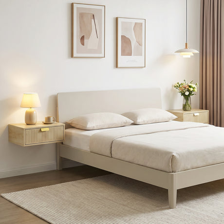 Wooden Bedside Cabinet 40cm Wide Wall Hung With 1 Drawer And Alloy Handle in Set Of 2 - Velmora