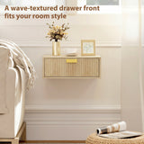 Wooden Bedside Cabinet 40cm Wide Wall Hung With 1 Drawer And Alloy Handle in Set Of 2 - Velmora