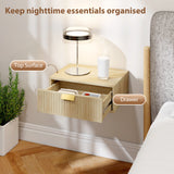 Wooden Bedside Cabinet 40cm Wide Wall Hung With 1 Drawer And Alloy Handle in Set Of 2 - Velmora