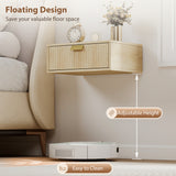 Wooden Bedside Cabinet 40cm Wide Wall Hung With 1 Drawer And Alloy Handle in Set Of 2 - Velmora