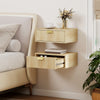 Wooden Bedside Cabinet 40cm Wide Wall Hung With 1 Drawer And Alloy Handle in Set Of 2 - Velmora