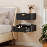 Wooden Bedside Cabinet 40cm Wide Wall Hung With 1 Drawer And Alloy Handle in Set Of 2 - Velmora