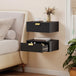 Wooden Bedside Cabinet 40cm Wide Wall Hung With 1 Drawer And Alloy Handle in Set Of 2 - Velmora