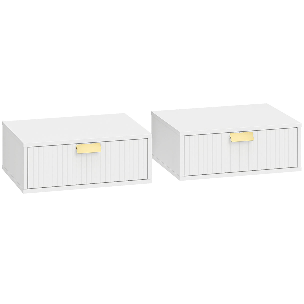 Wooden Bedside Cabinet 40cm Wide Wall Hung With 1 Drawer And Alloy Handle in Set Of 2 - Velmora