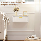 Wooden Bedside Cabinet 40cm Wide Wall Hung With 1 Drawer And Alloy Handle in Set Of 2 - Velmora