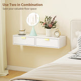 Wooden Bedside Cabinet 40cm Wide Wall Hung With 1 Drawer And Alloy Handle in Set Of 2 - Velmora