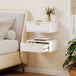 Wooden Bedside Cabinet 40cm Wide Wall Hung With 1 Drawer And Alloy Handle in Set Of 2 - Velmora