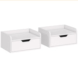 Wooden Bedside Cabinet 40cm Wide Wall Hung With 1 Drawer in Set Of 2 - Velmora