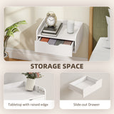 Wooden Bedside Cabinet 40cm Wide Wall Hung With 1 Drawer in Set Of 2 - Velmora