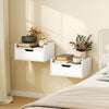 Wooden Bedside Cabinet 40cm Wide Wall Hung With 1 Drawer in Set Of 2 - Velmora
