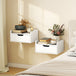 Wooden Bedside Cabinet 40cm Wide Wall Hung With 1 Drawer in Set Of 2 - Velmora