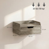 Wooden Bedside Cabinet 40cm Wide Wall Hung With 1 Drawer in Set Of 2 - Velmora