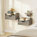 Wooden Bedside Cabinet 40cm Wide Wall Hung With 1 Drawer in Set Of 2 - Velmora