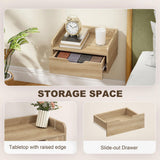 Wooden Bedside Cabinet 40cm Wide Wall Hung With 1 Drawer in Set Of 2 - Velmora