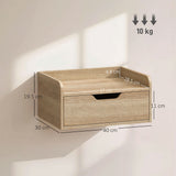 Wooden Bedside Cabinet 40cm Wide Wall Hung With 1 Drawer in Set Of 2 - Velmora