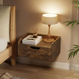 Wooden Bedside Cabinet 40cm Wide Wall Hung With 1 Drawer in Set Of 2 - Velmora