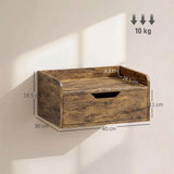 Wooden Bedside Cabinet 40cm Wide Wall Hung With 1 Drawer in Set Of 2 - Velmora