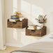 Wooden Bedside Cabinet 40cm Wide Wall Hung With 1 Drawer in Set Of 2 - Velmora