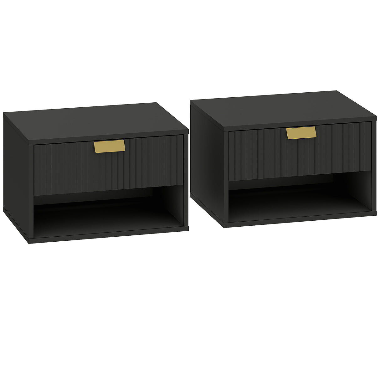 Wooden Bedside Cabinet 40cm Wide Wall Mounted in Set Of 2 - Velmora