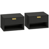 Wooden Bedside Cabinet 40cm Wide Wall Mounted in Set Of 2 - Velmora